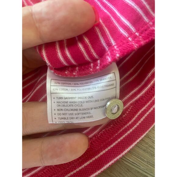 Women’s Ariat Pink Striped Sleeveless Polo Shirt Button Front Size Large - Picture 5 of 5